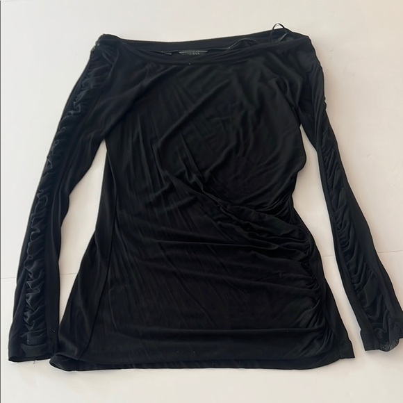 Guess Black Long Lace Sleeve Top Size L - Picture 1 of 10